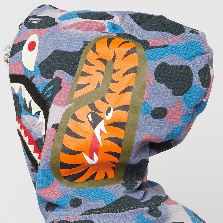A Bathing Ape Grip Camo Shark Full Zip Hoodie M purple