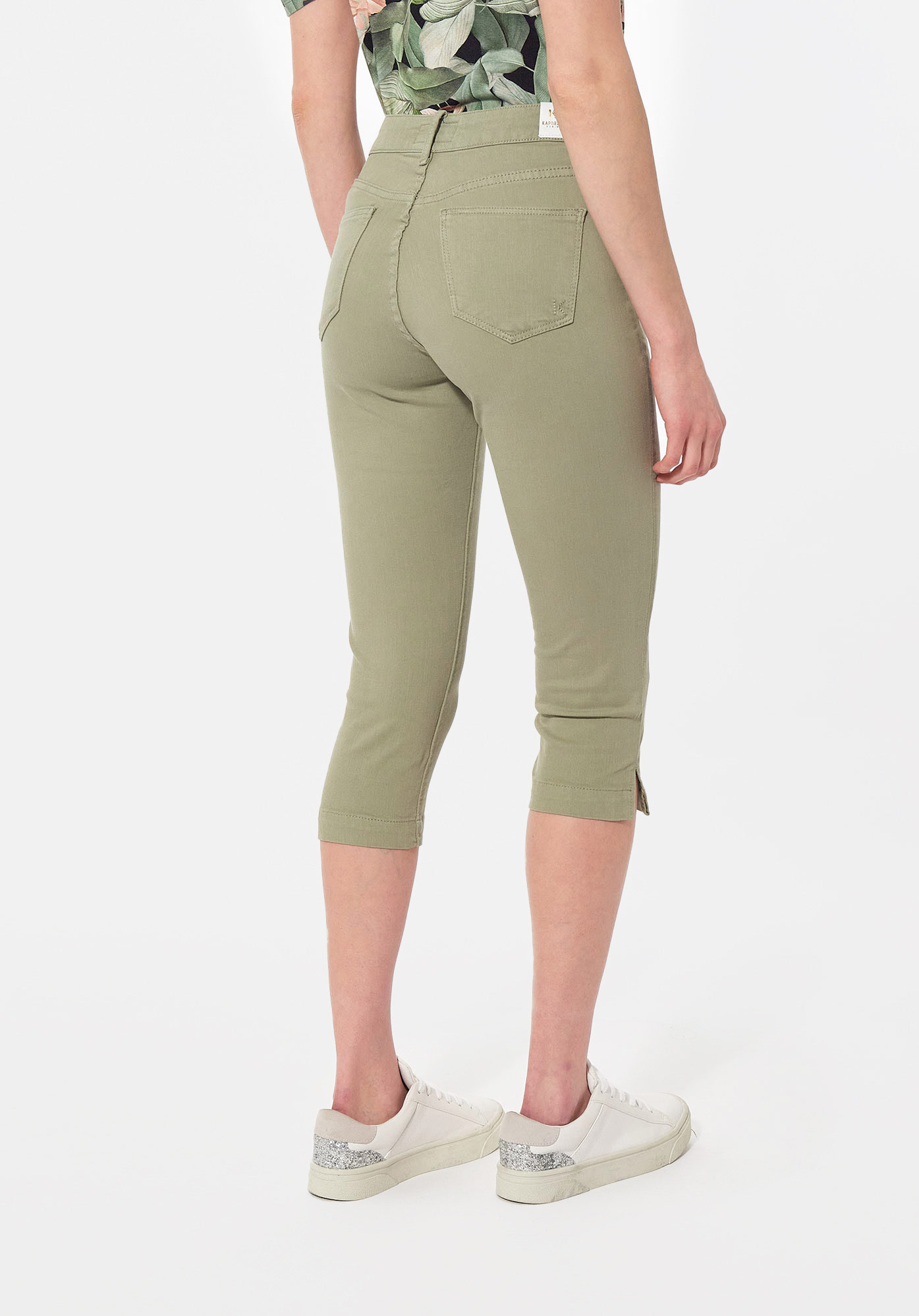LOLI   Corsaire/Pantacourt slim kaki Femme