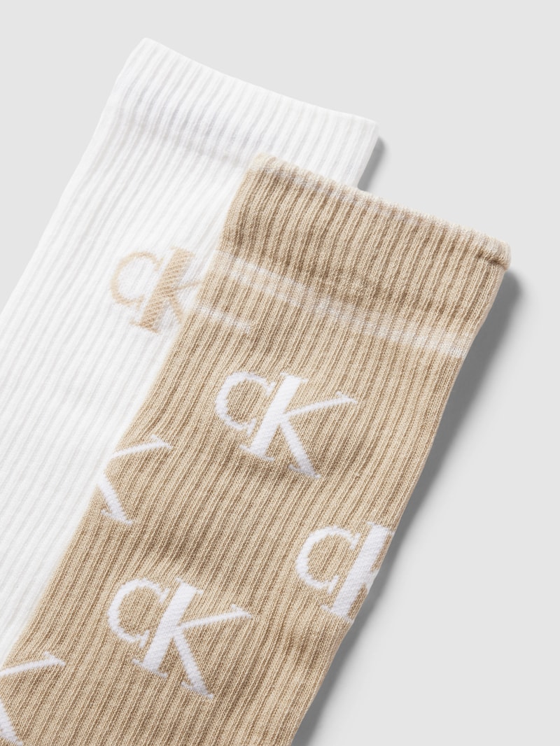 Socken mit Label-Details im 2er-Pack in taupe