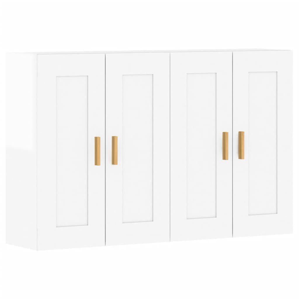 vidaXL Sideboard Wandschränke 2 Stk. Hochglanz-Weiß Holzwerkstoff (2 St)