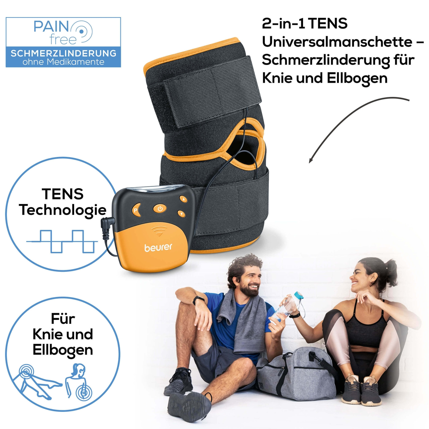 Beurer Knie- und Ellenbogen-TENS EM 29 2-in-1-TENS-Gerät zur Schmerztherapie & Regeneration für Knie/Ellenbogen