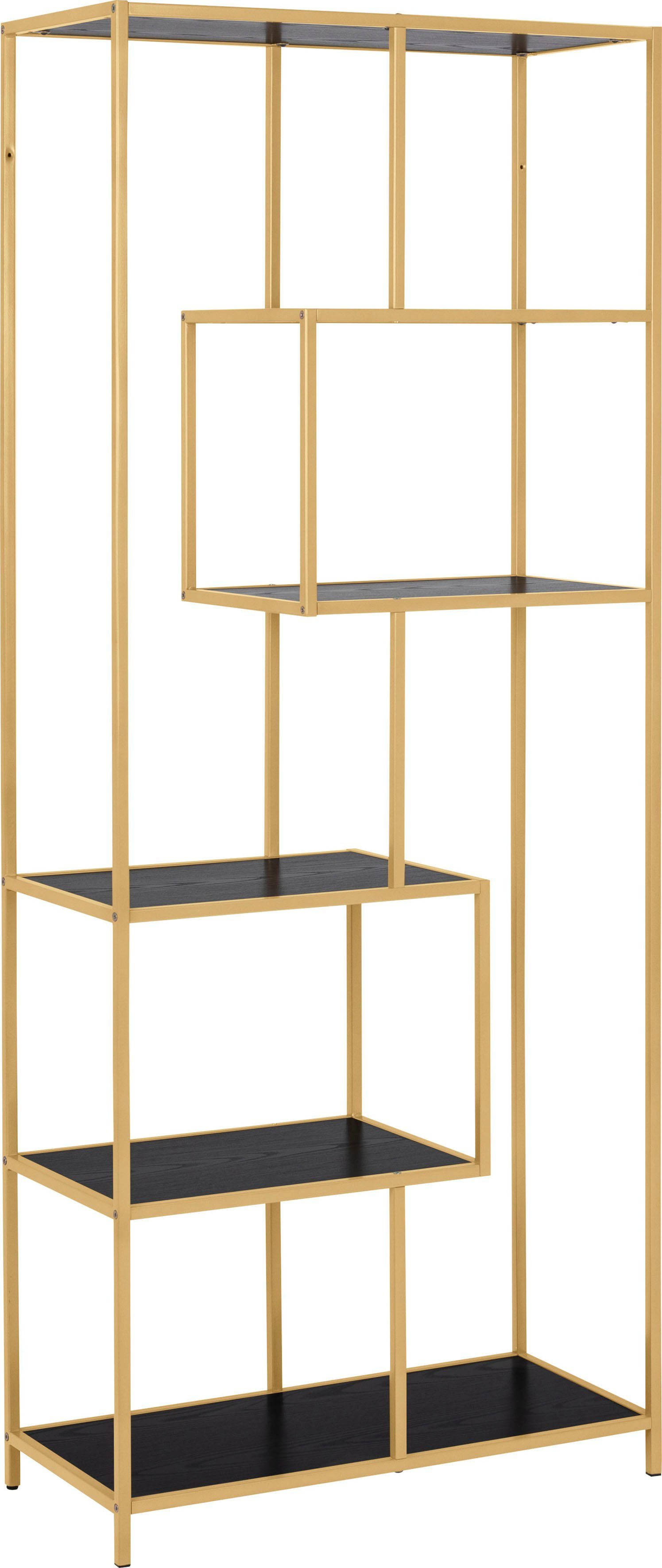 ACTONA GROUP Bücherregal, Metallgestell, modernes Design, 5 Einlegeböden, asymmetrische Details