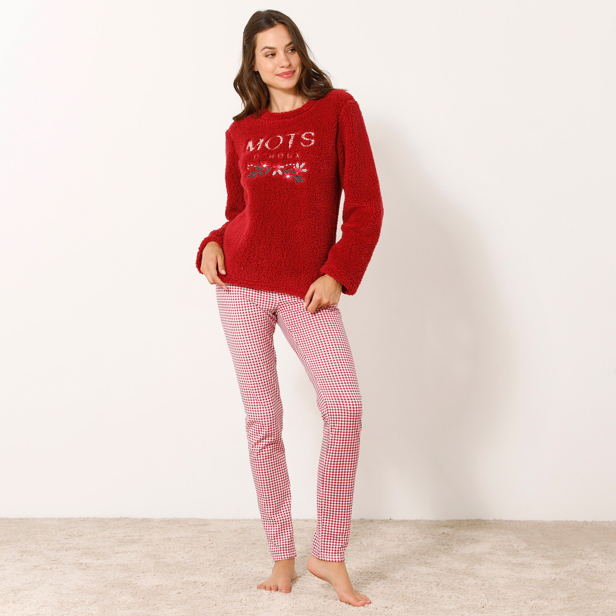 Pyjama sweat sherpa, legging jersey imprimé