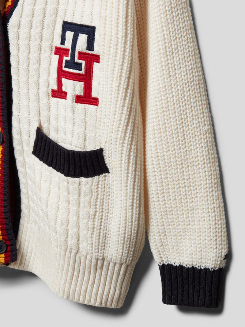 Cardigan mit Monogram-Logo in offwhite