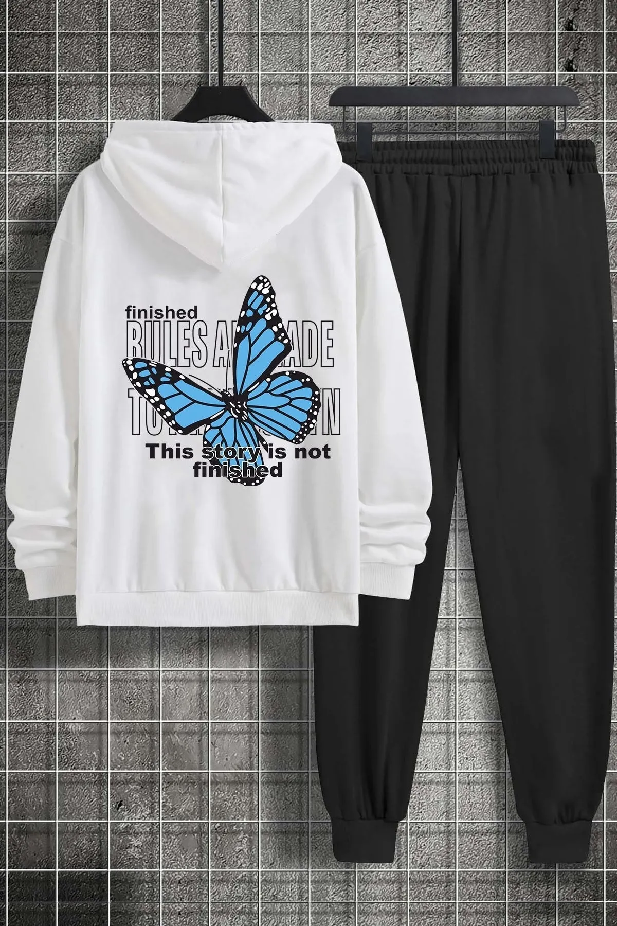uyguntarz  Unisex-Trainingsanzug-Set mit Schmetterlingsdruck