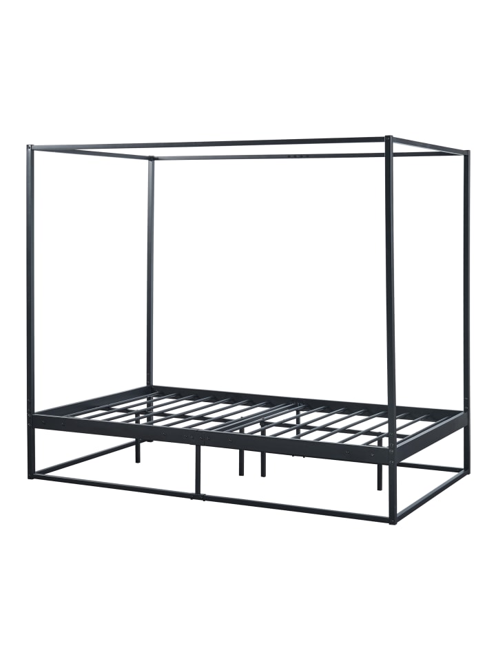 en.casa Himmelbett Kristianstad in Schwarz (B)120cm (L)200cm günstig kaufen onesize