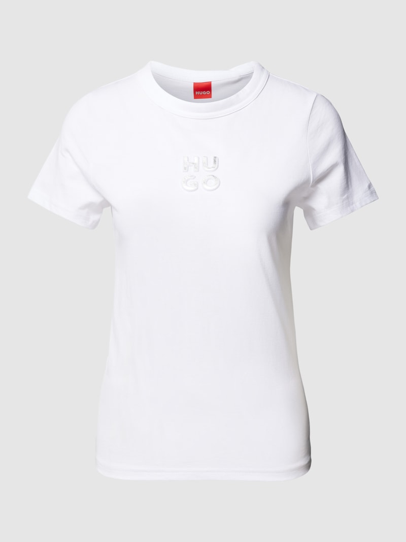 T-Shirt mit Label-Print Modell 'Classic' in weiß