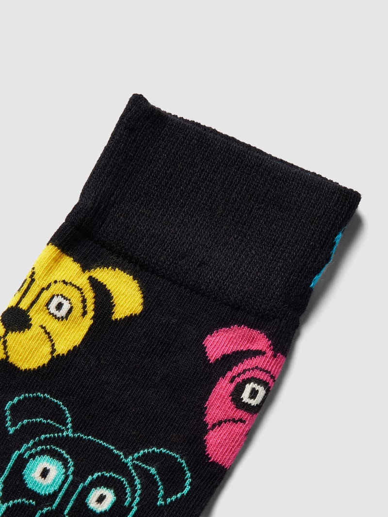 Socken mit Allover-Muster Modell 'Dog' in schwarz