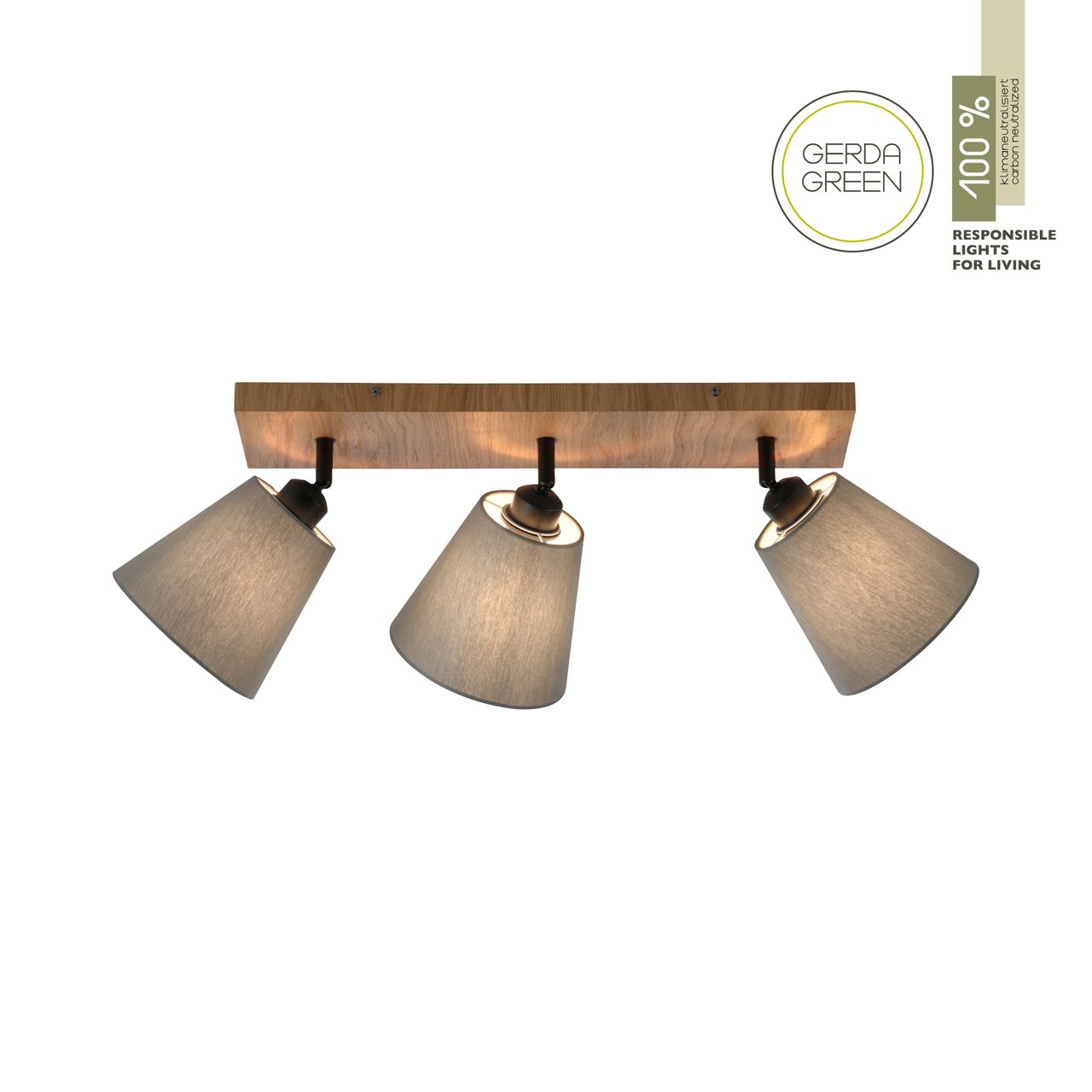 JUST LIGHT Deckenleuchte GREEN MICHEL, 3x E27/40Watt max., Holz-natur