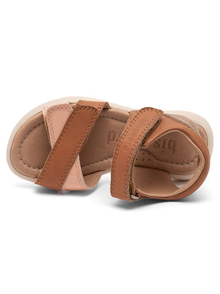 bisgaard Leder-Sandalen in Hellbraun/ Rosa günstig kaufen
