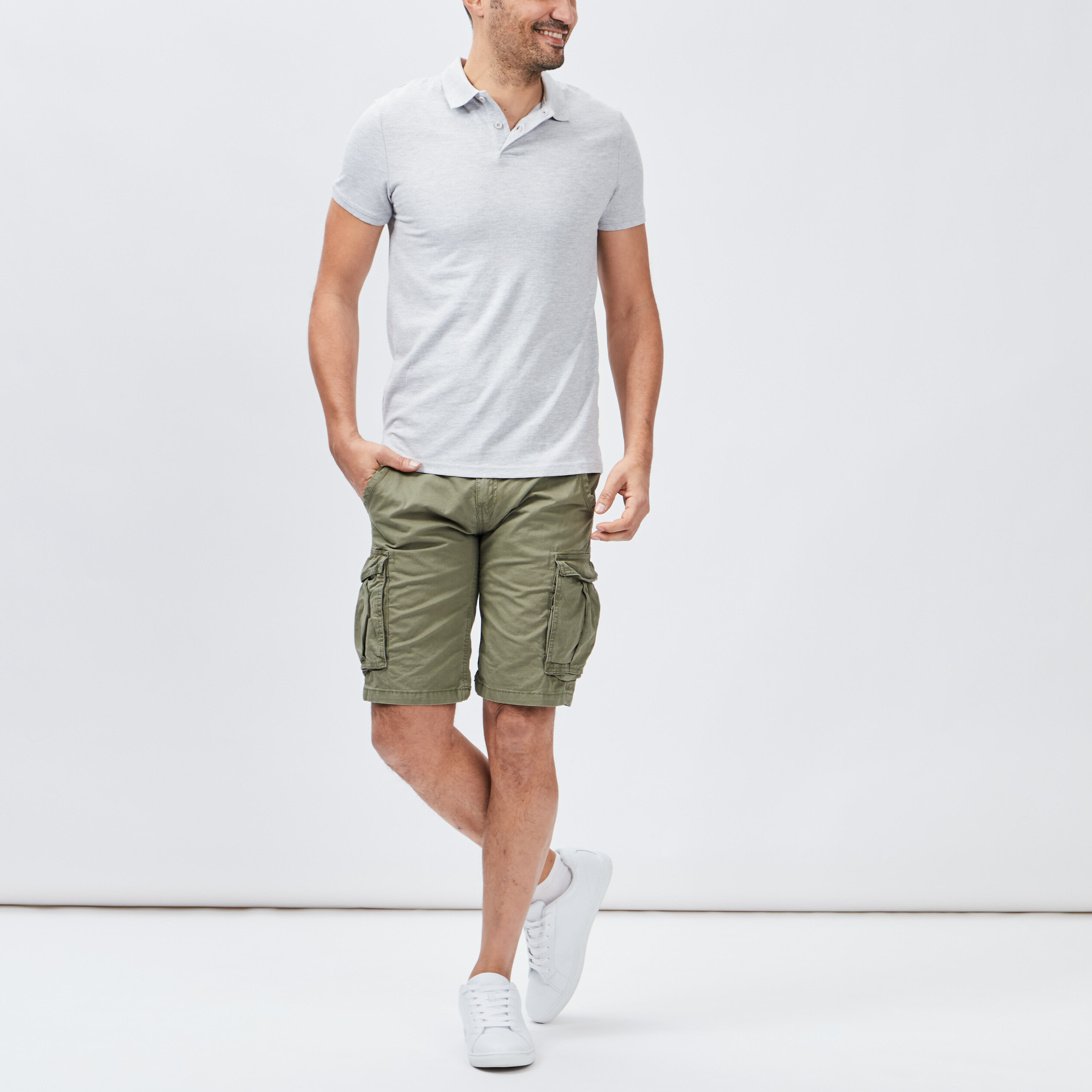 Polo en coton manches courtes gris homme | La Halle