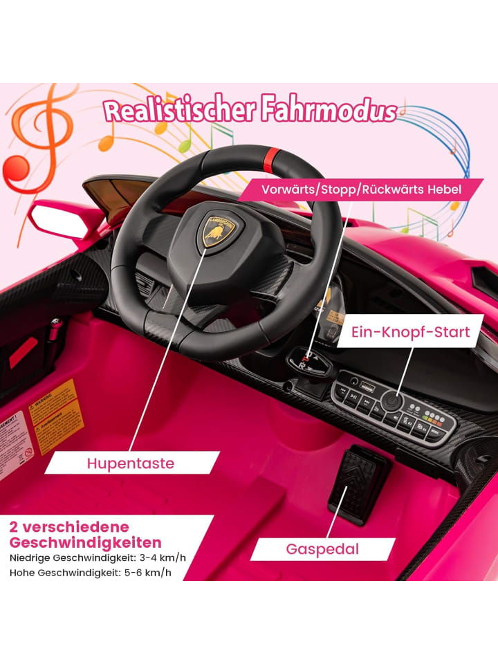 COSTWAY 12V Lamborghini Elektroauto in Rosa günstig kaufen onesize