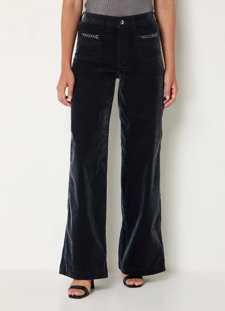 Calça jeans Mos Mosh MMColette de cintura alta e pernas largas com acabamento brilhante.