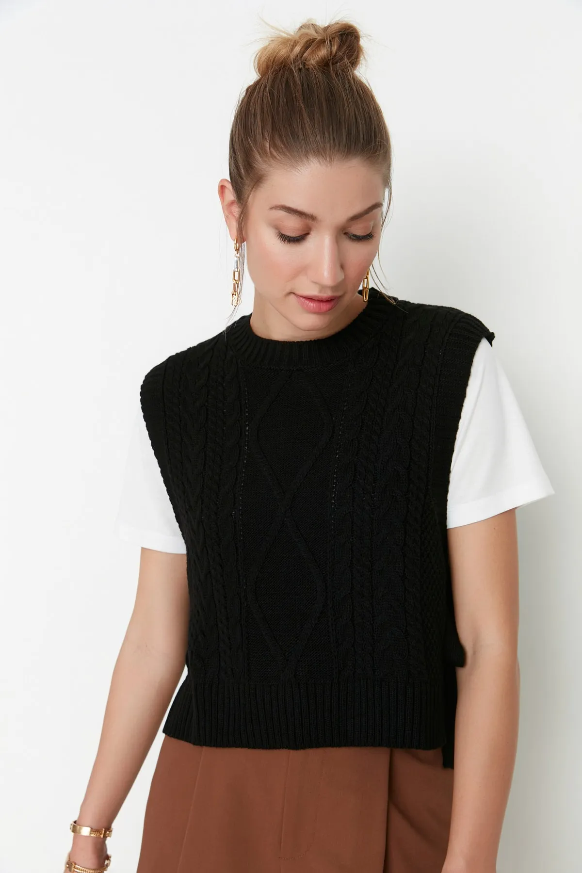 Trendyol Collection  Strickweste - Schwarz - Regular Fit