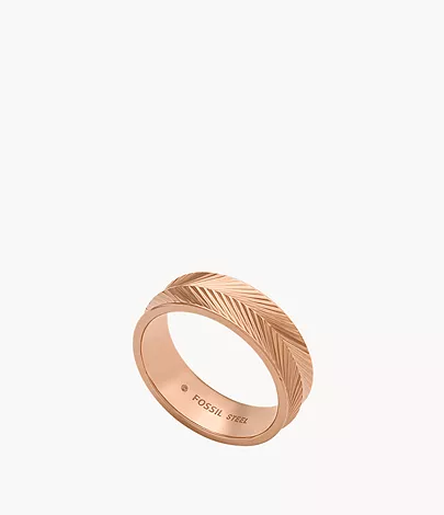Fossil Ring Harlow Linear Texture Edelstahl roségoldfarben