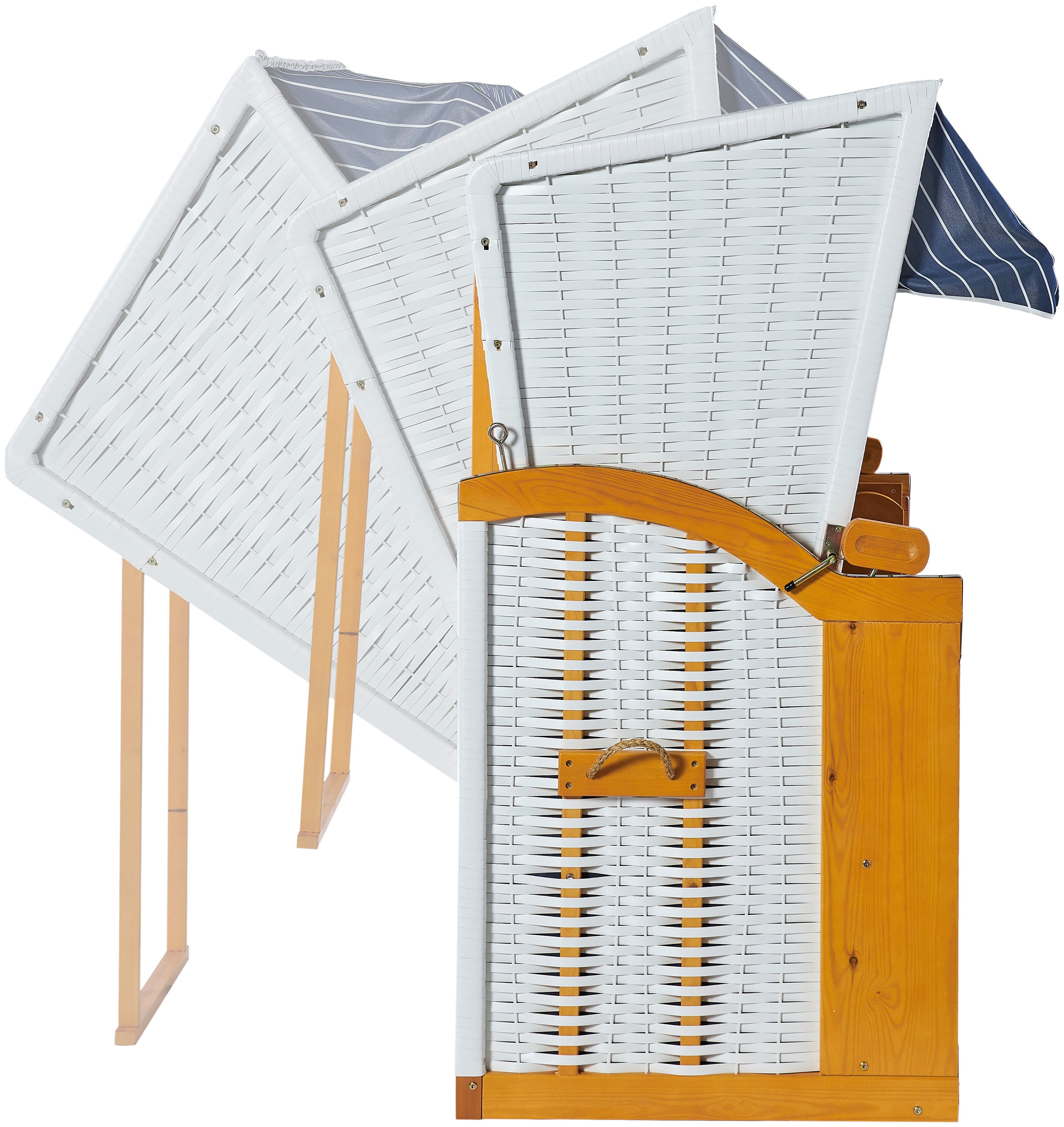 KONIFERA Strandkorb Amrum, BxTxH: 115x72x150 cm, Halblieger, Ostsee-Modell, BxTxH: 115x150x72 cm, 2-Sitzer