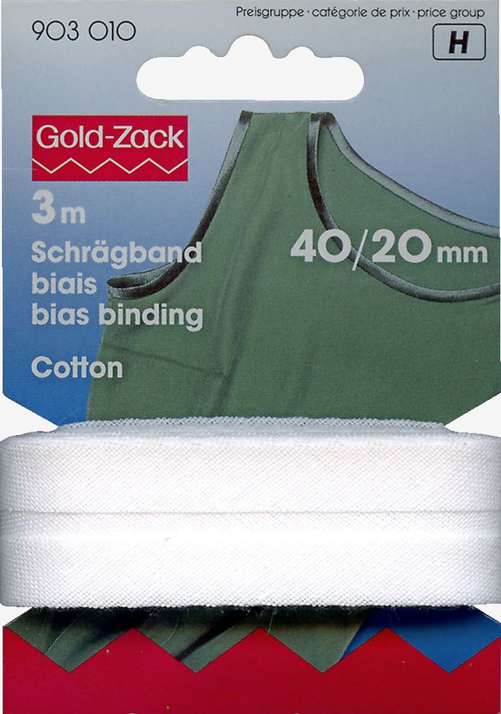Bande de chant 40/20 mm, 3 m/paquet, coton blanc