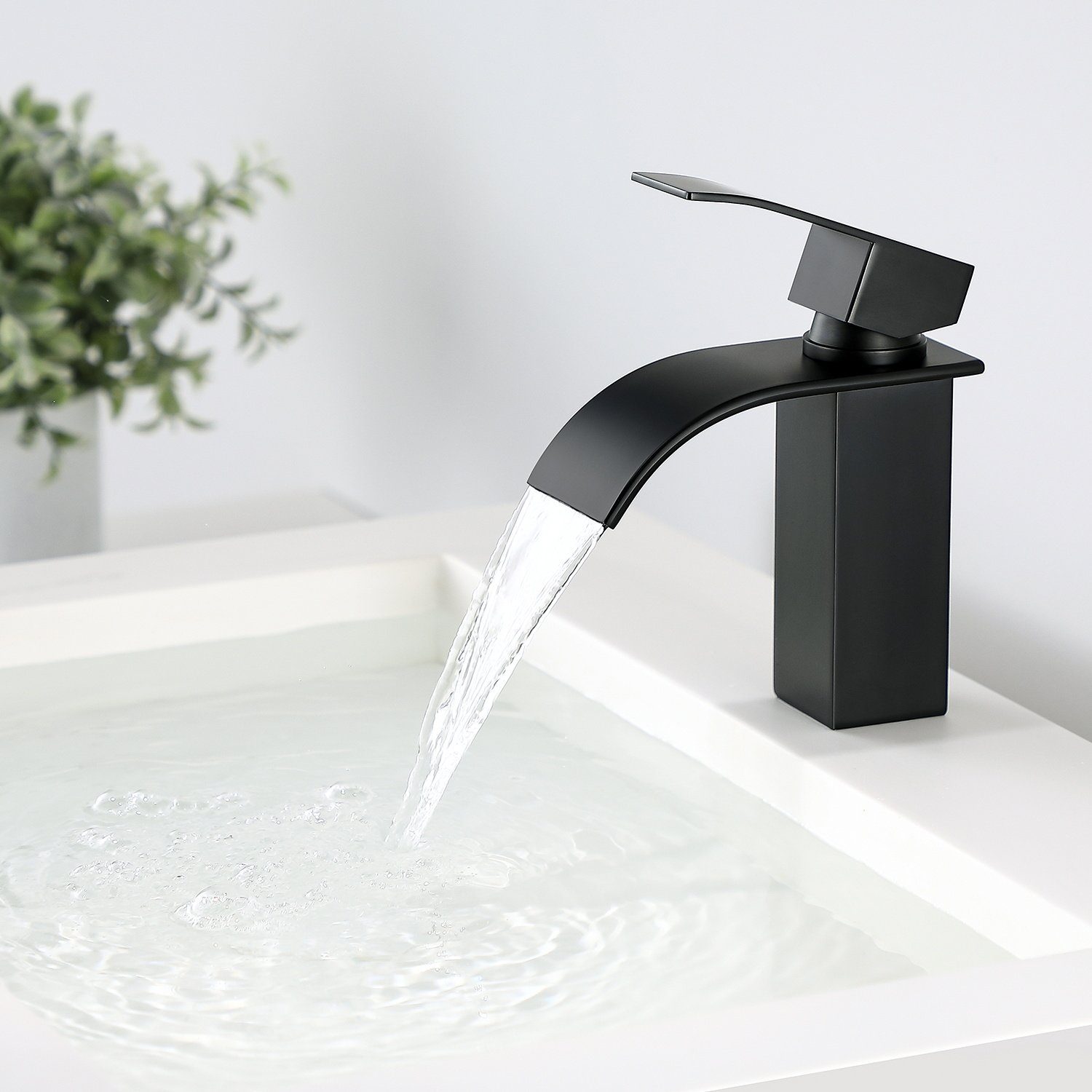 CECIPA Waschtischarmatur Waschtischarmatur - Wasserhahn Bad - Armatur Einhebelmischer-Schwarz