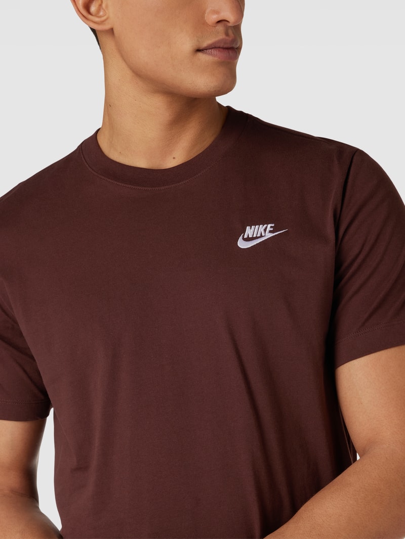 T-Shirt mit Logo-Stitching Modell 'CLUB' in haselnuss braun