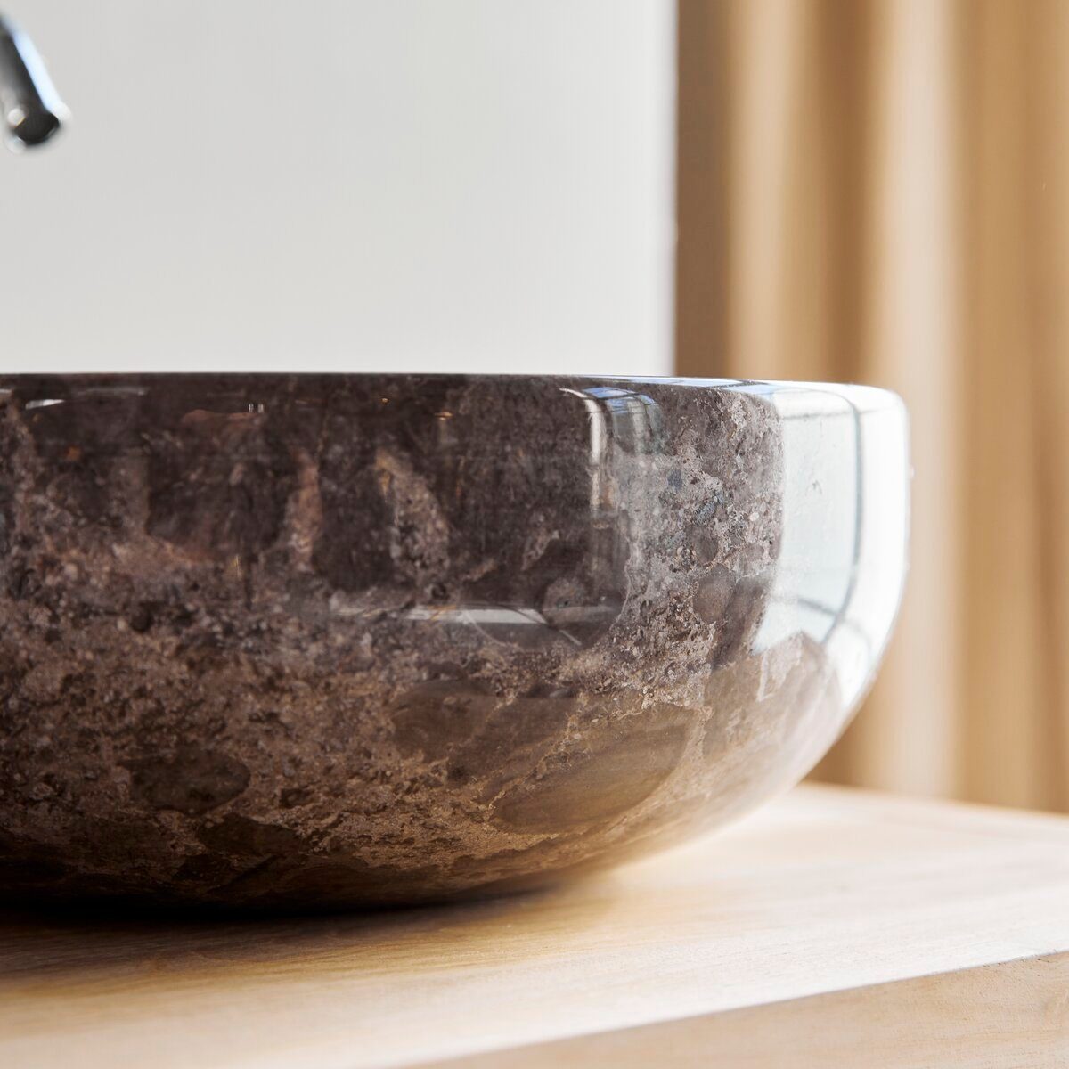 Tikamoon Waschbecken Waschbecken aus Marmor light grey