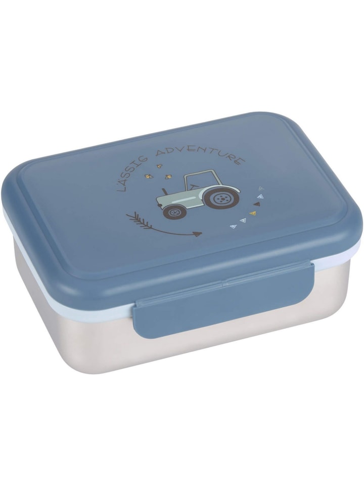 Lässig Kinder Brotdose Edelstahl - Lunchbox, Adventure Traktor in blau günstig kaufen onesize
