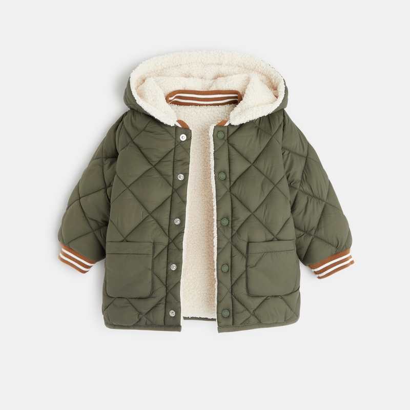 Manteau de ville réversible matelassée vert bébé garçon