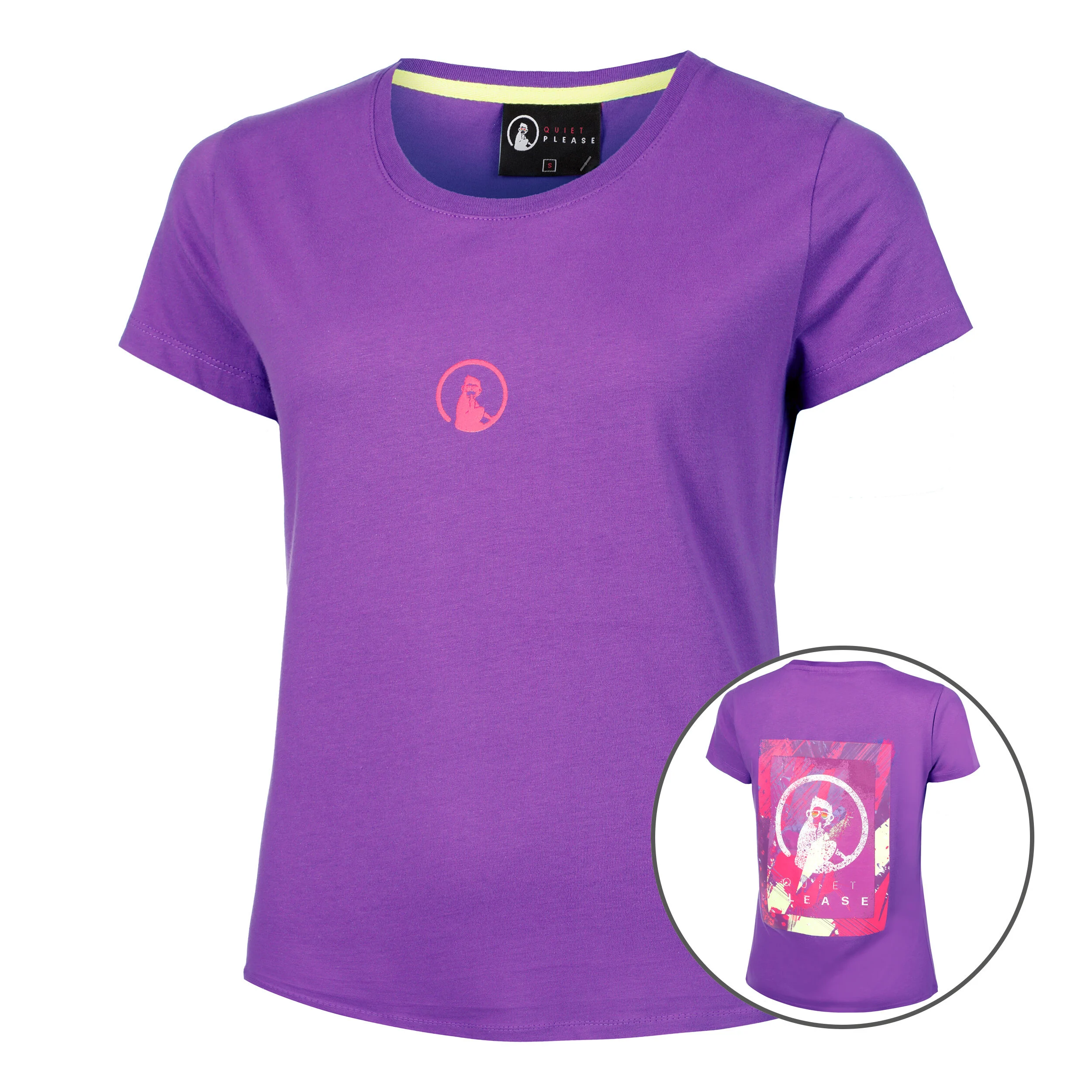 Flashy Backprint T-Shirt Damen - Berry, Mehrfarbig
