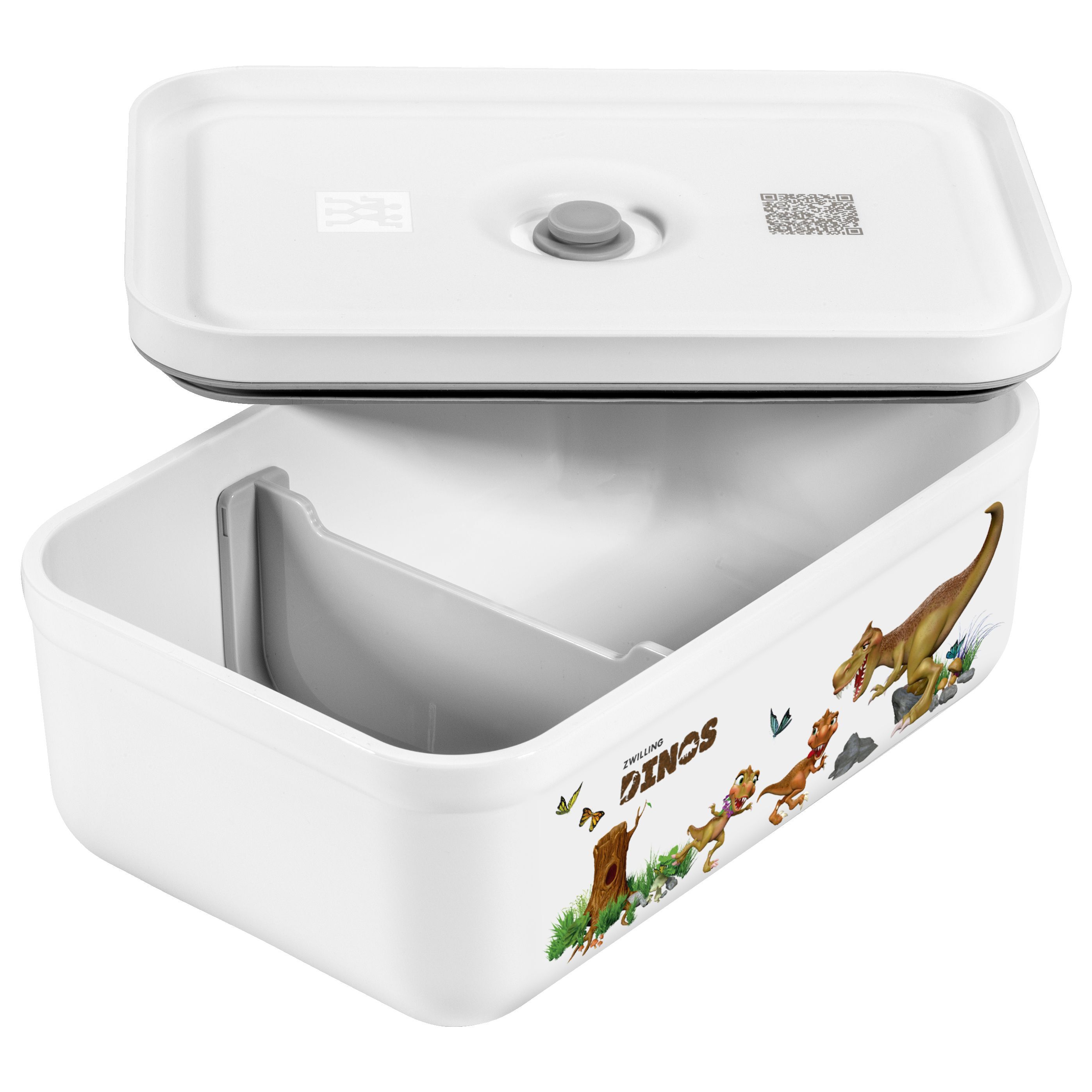 Vakuum Lunchbox DINOS L, Kunststoff, Weiß-grau