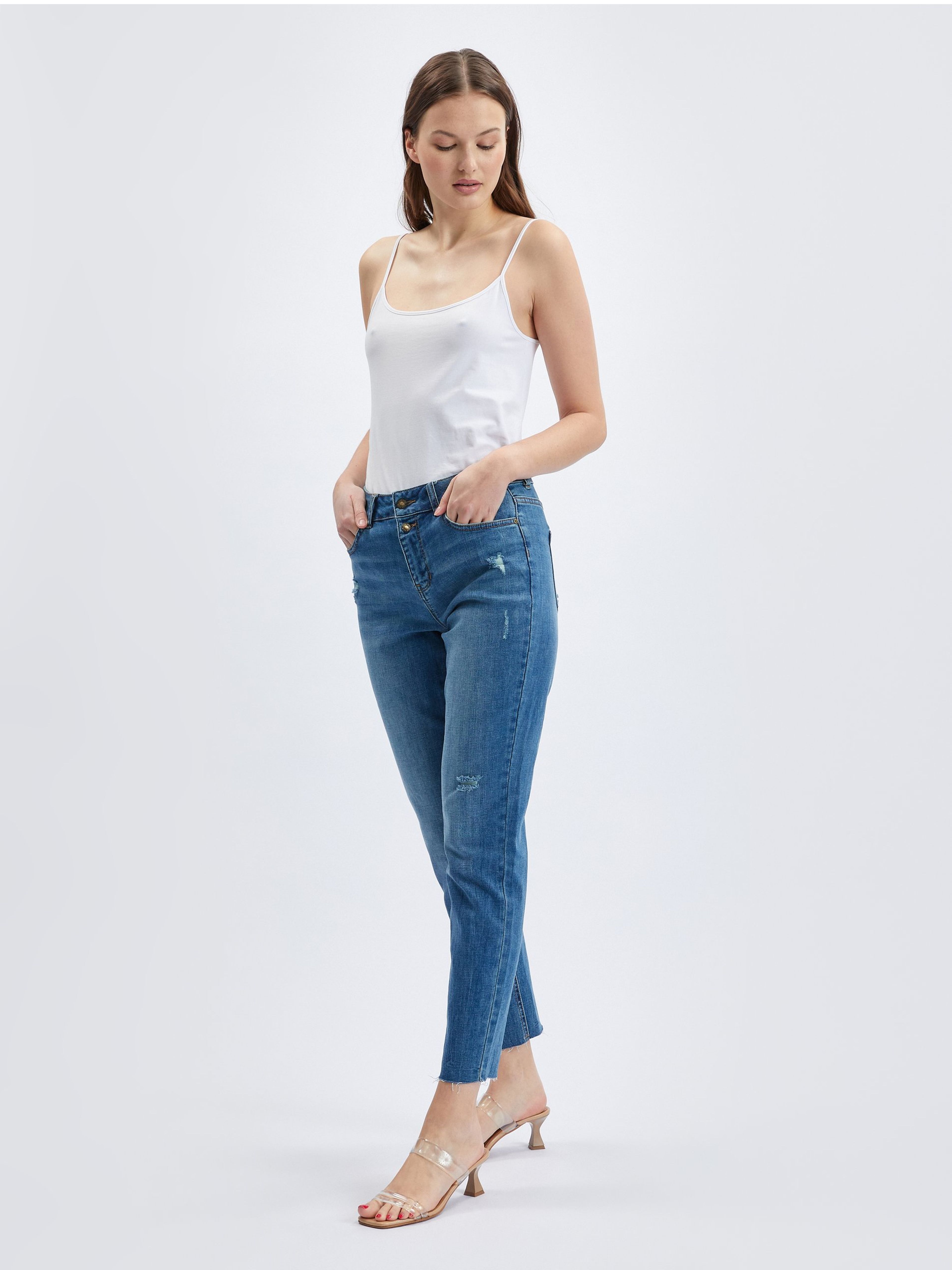 Dunkelblaue Straight Fit Jeans für Damen ORSAY