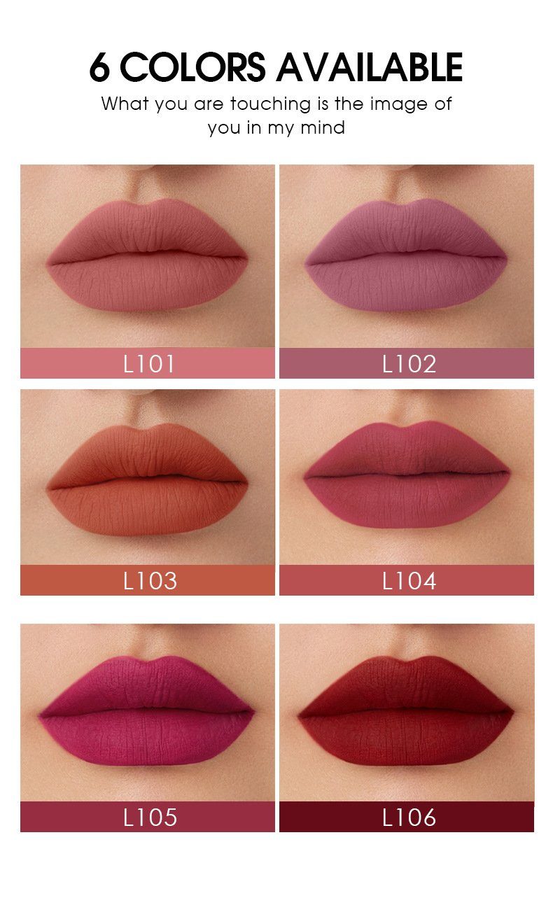 POCHUMIDUU Lippenstift-Set 6 Lippenstifte Matte Velvet Matte Lip Gloss Set, 6-tlg., Kosmetische Geschenksets