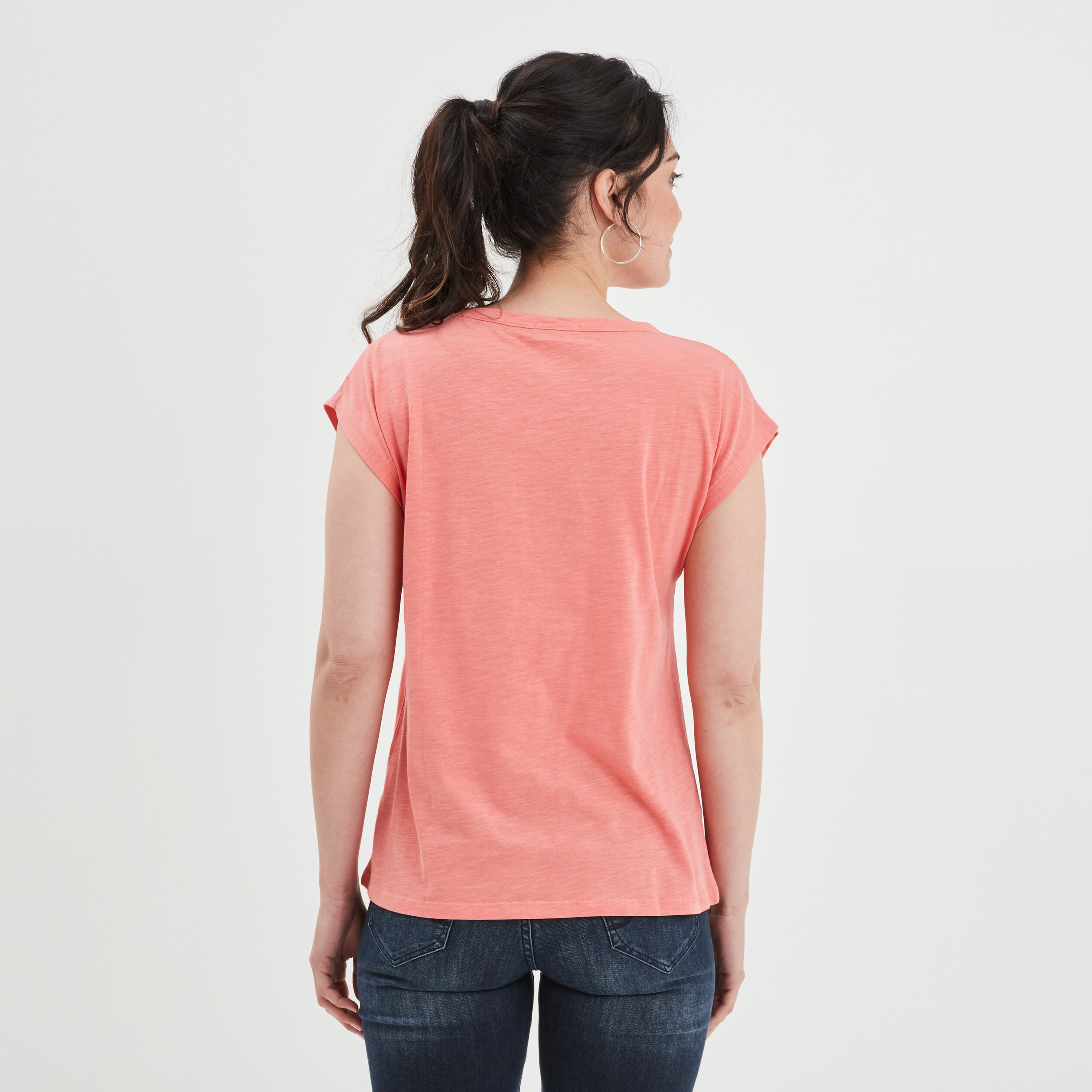 T-shirt droit manches courtes Creeks rose femme | La Halle
