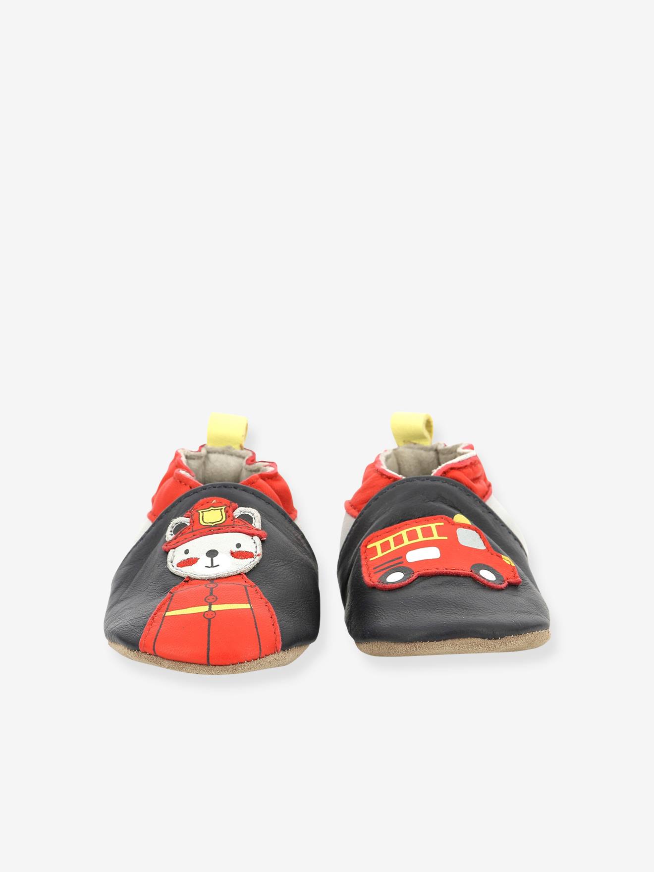 Chaussons cuir souple bébé Fireman 686641-10 ROBEEZ© marine