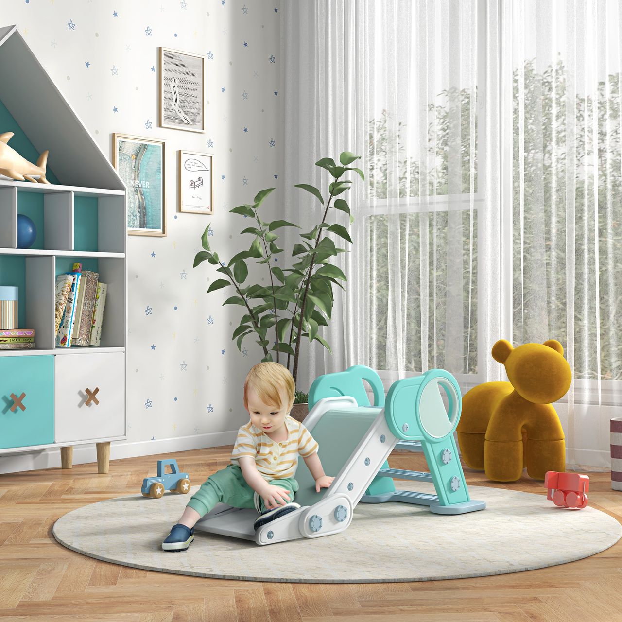 AIYAPLAY Kinderrutsche Rutschbahn Gartenrutsche für Kinder 1,5 bis 3 Jahre Grün