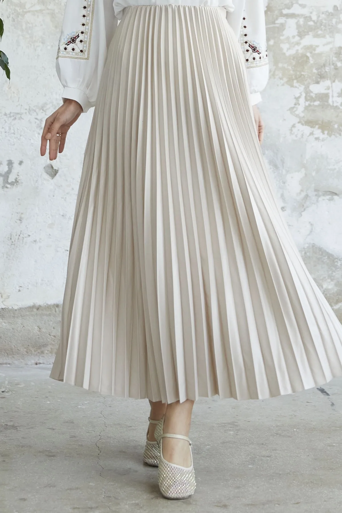 InStyle  Enger Faltenrock – Beige