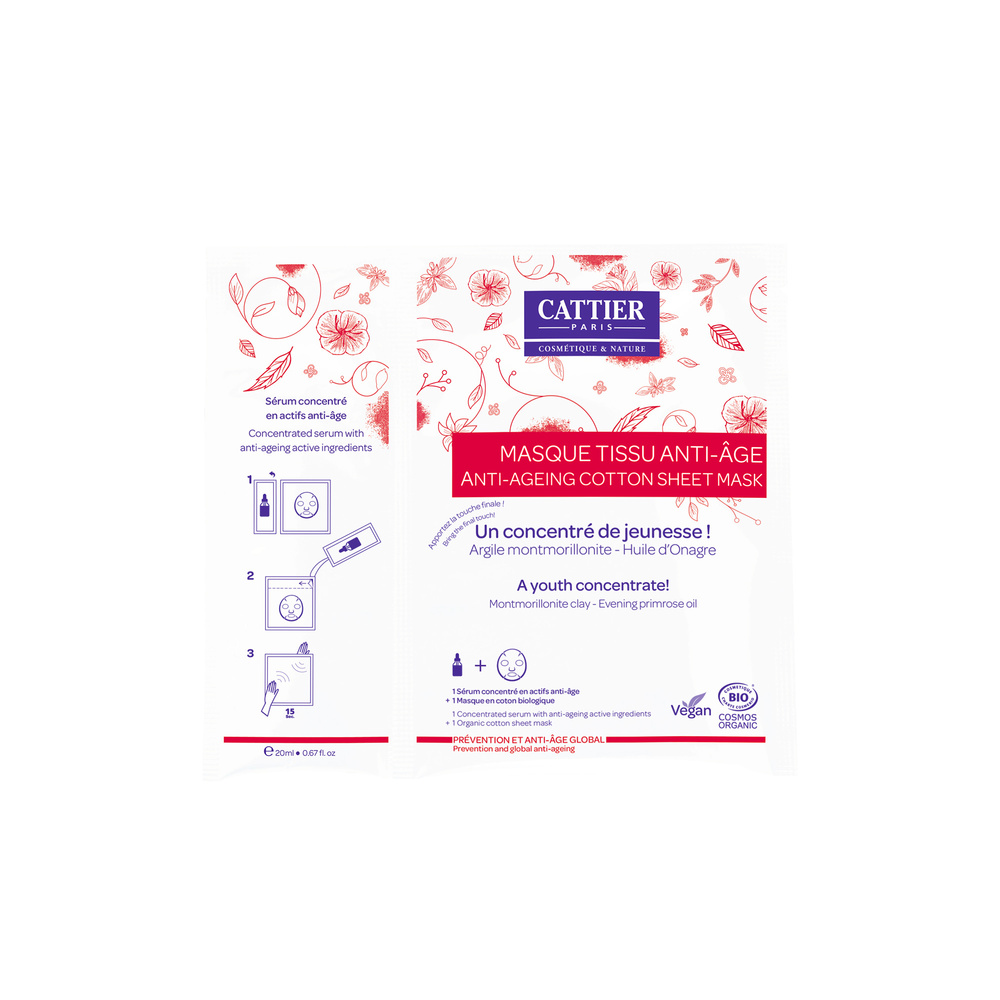 cattier Masque Tissu Anti-âge ¿ 20ml Soins visage