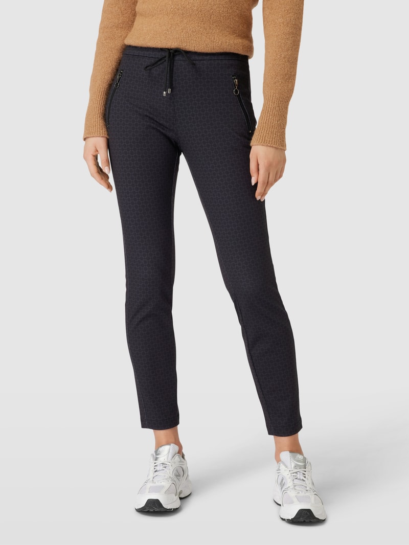 Stoffhose mit elastischem Bund in schwarz