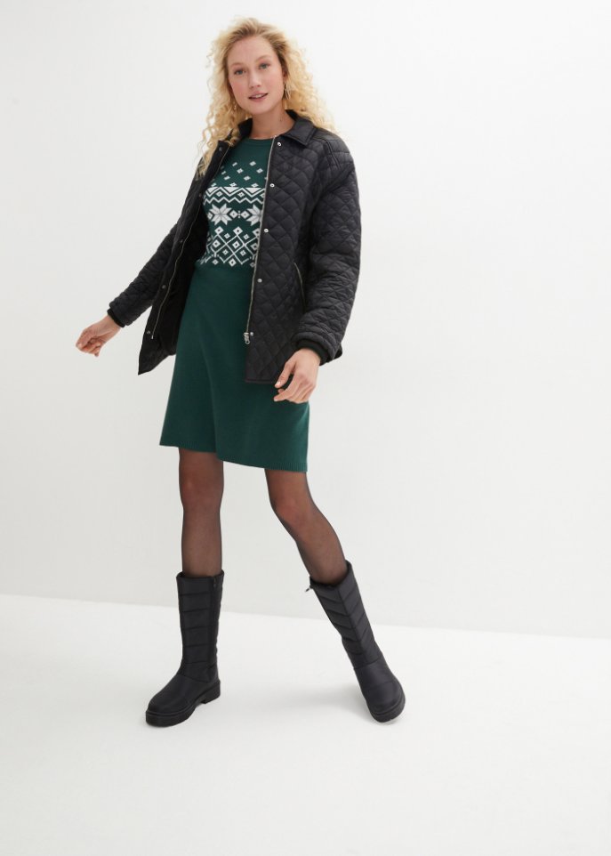 Ausgestelltes Strickkleid mit Norwegermuster