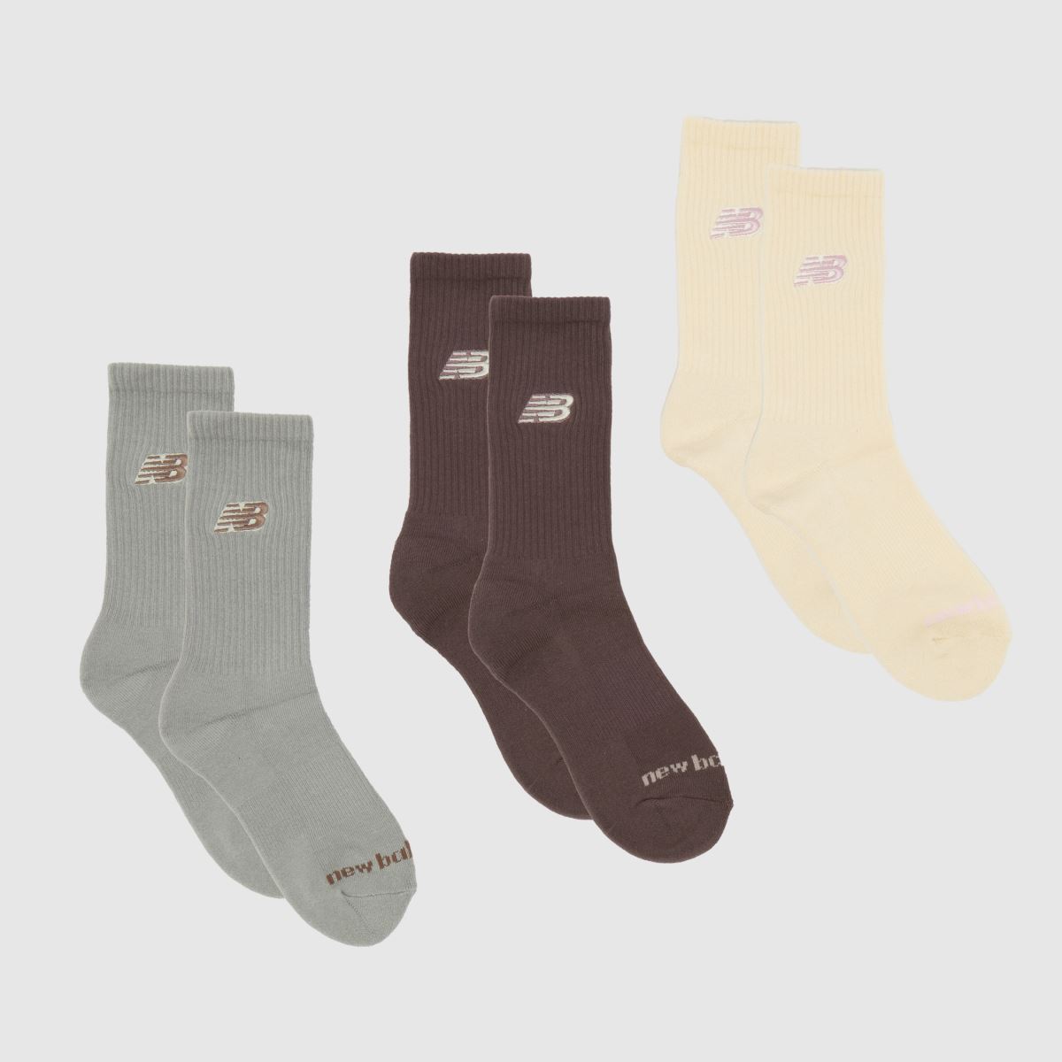 New Balance flerfärgade strumpor med logotyp mitt på vaden, 3-pack