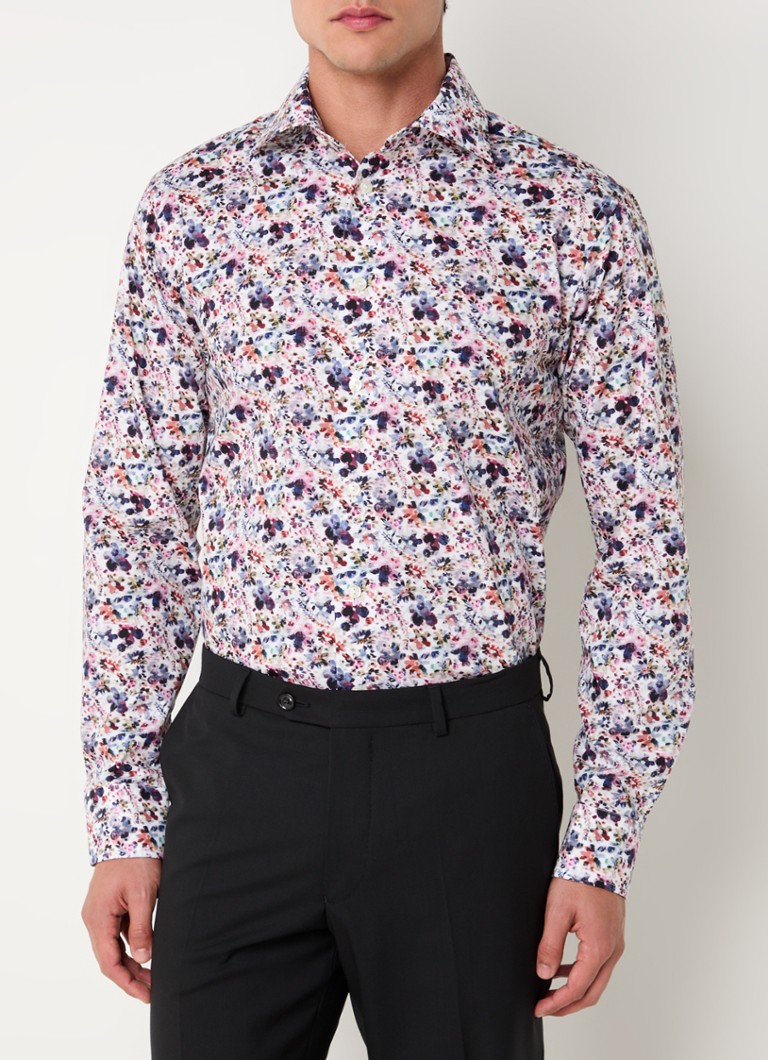 Koszula Eton Floral Slim Fit z nadrukiem kwiatowym odpornym na zagniecenia