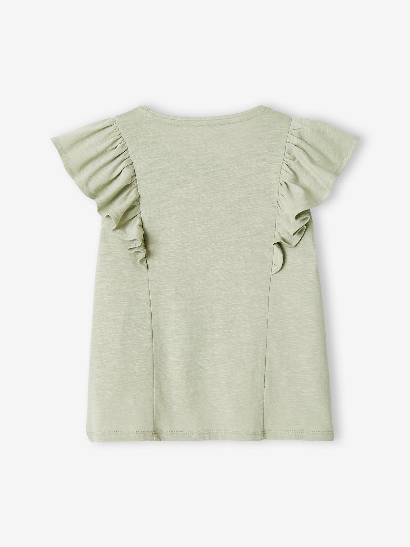 Vertbaudet Mädchen T-Shirt mit Volants - koralle
