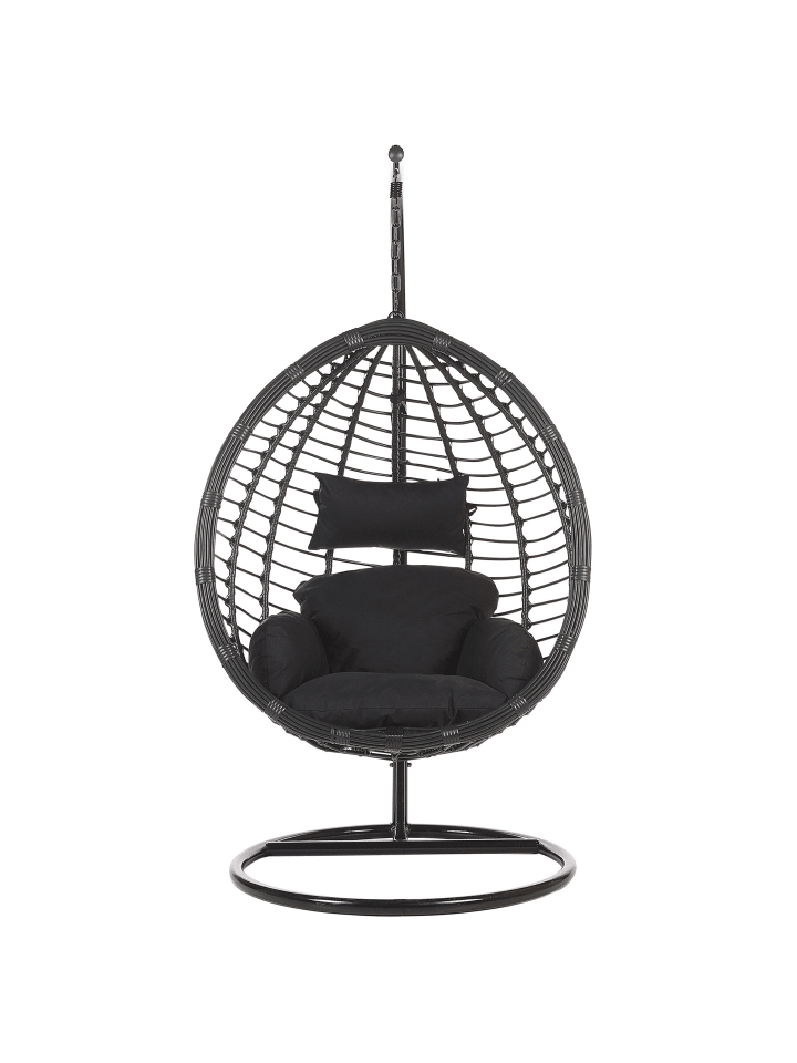 Beliani Hängesessel TOLLO in Schwarz - (W) 100 x (H) 199 x (L) 97 cm günstig kaufen onesize