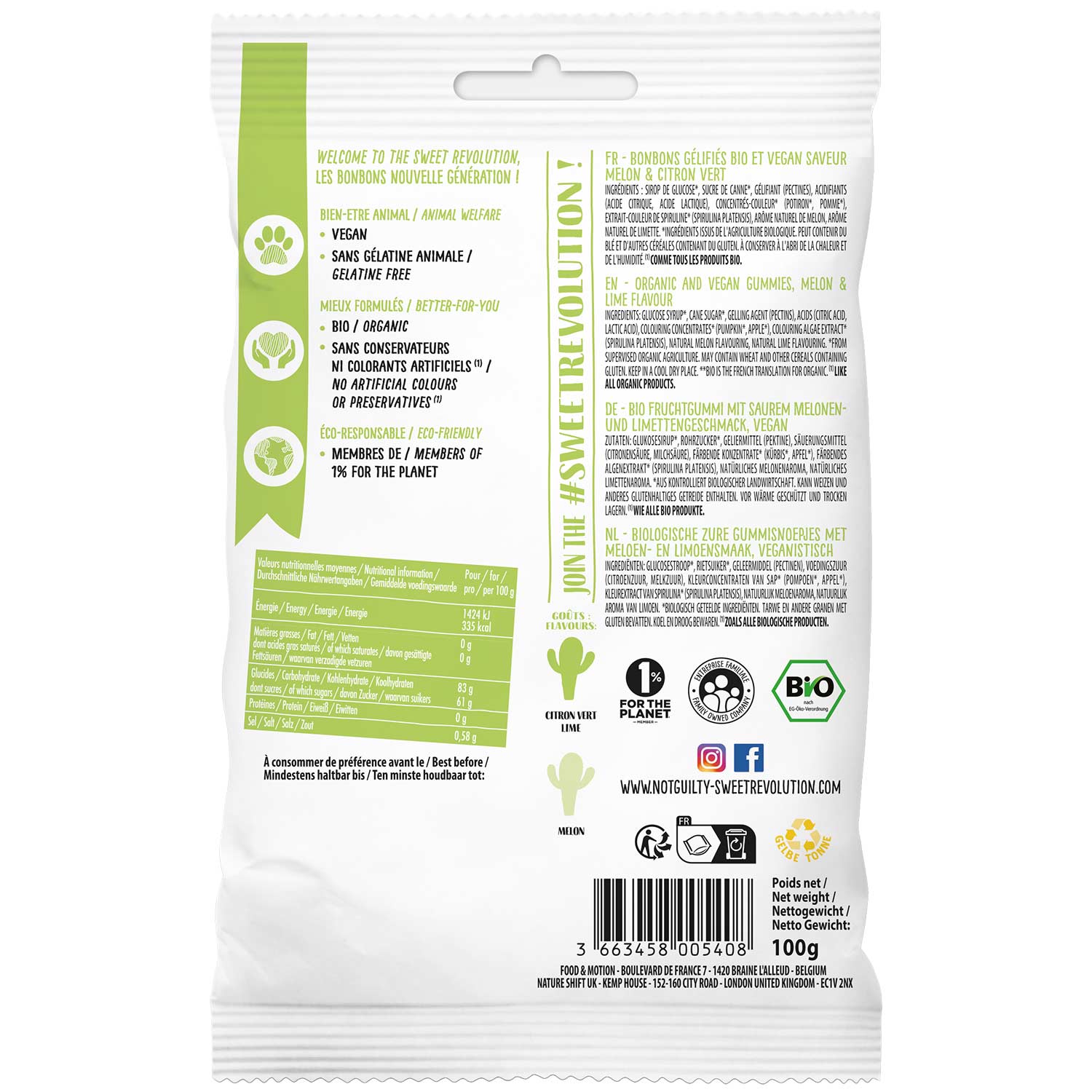 Not Guilty Hug Me Please Melone & Limette Bio 100g