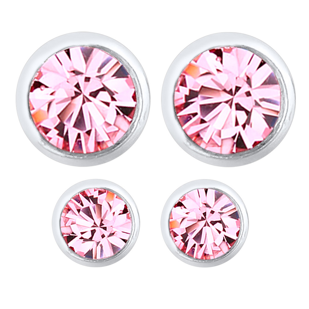 Elli Elli Boucles d'Oreilles Femmes clous d'oreilles Basique set de 2 avec cristal en  Boucles d'oreilles