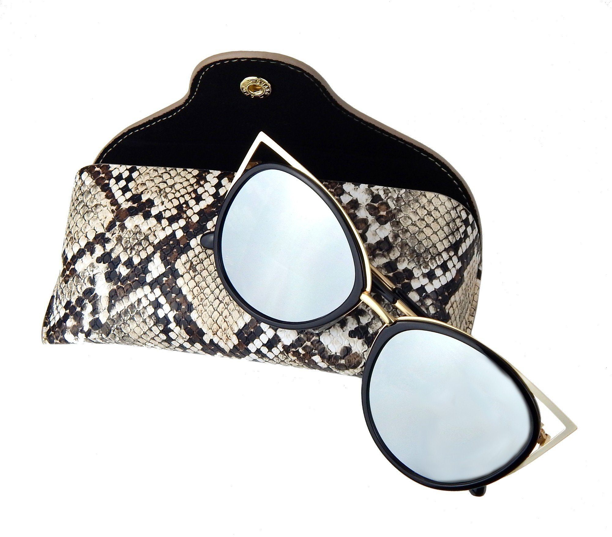 Ella Jonte Brillenetui, Animalprint Kunstleder Schlange braun beige
