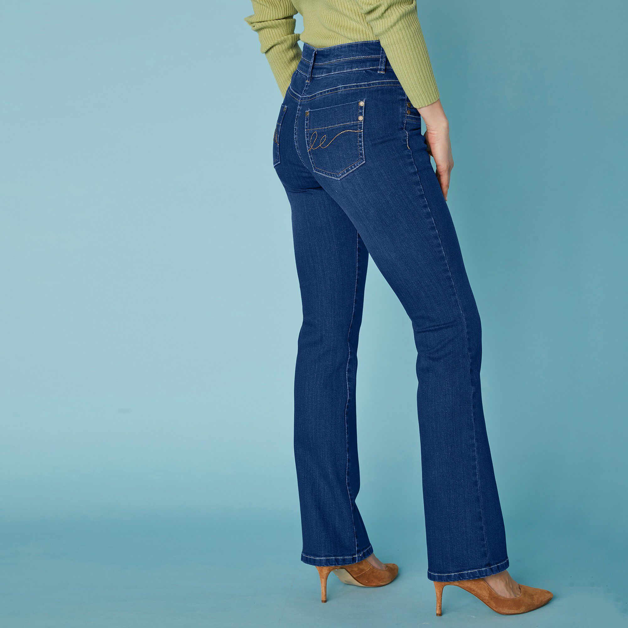 Jean délavé coupe bootcut stretch