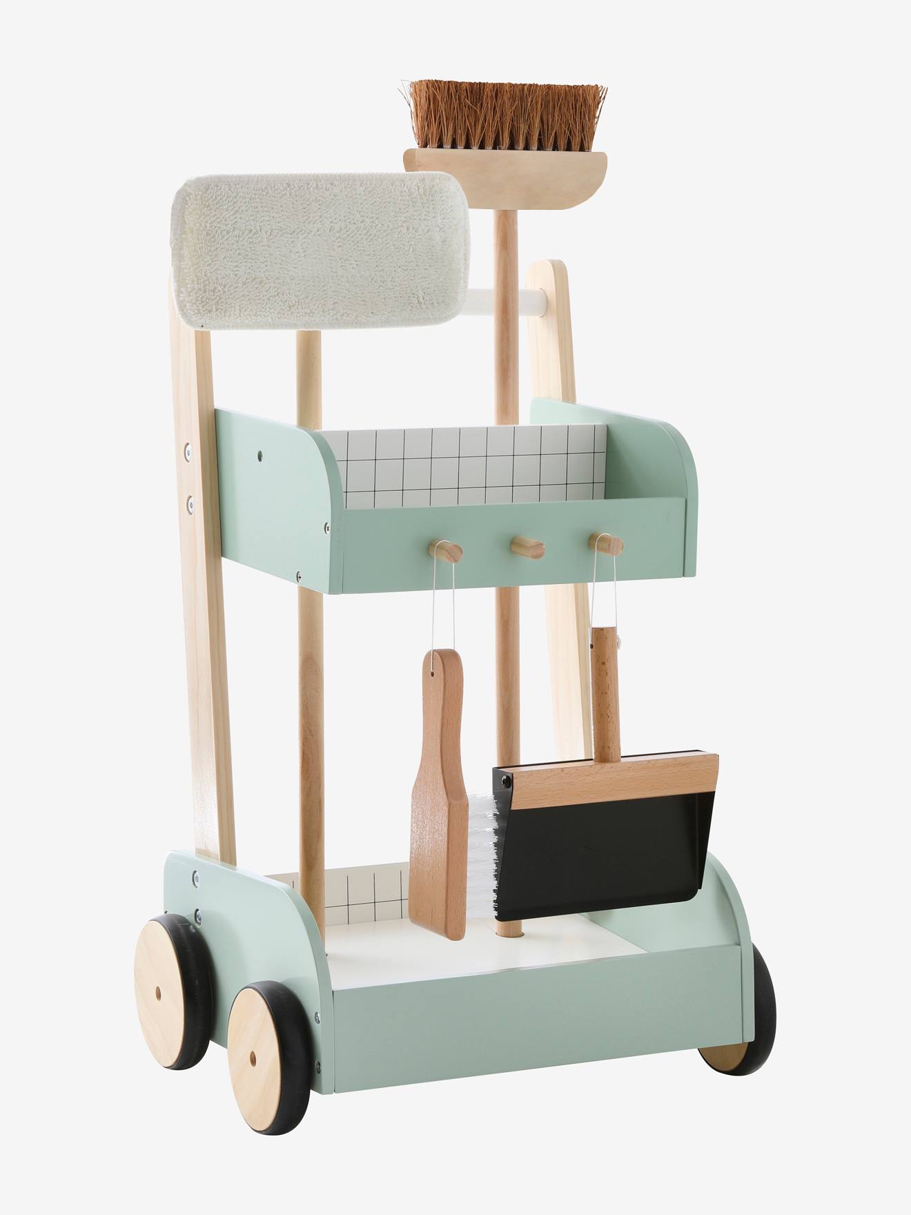 Chariot de ménage en bois FSC® vert