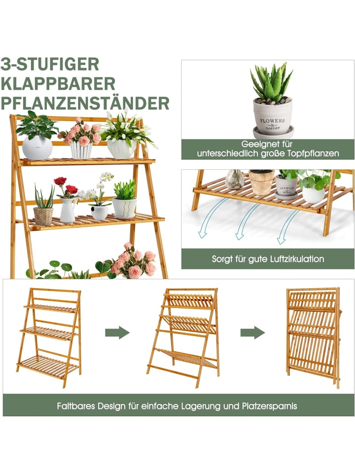 COSTWAY 3 Ebenen Pflanzenleiter in Beige günstig kaufen onesize