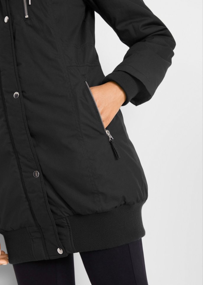 Longjacke mit Kapuze, wattiert