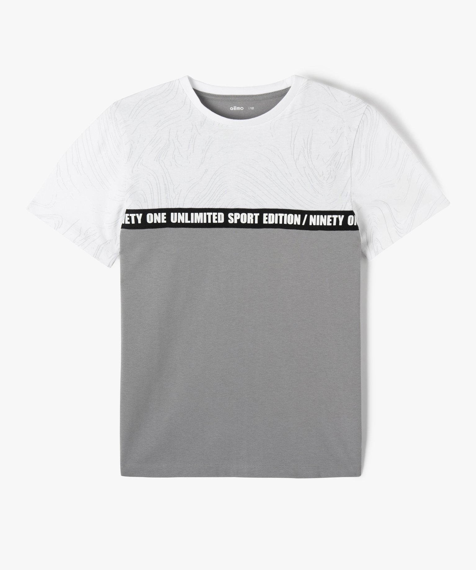 Tee-shirt manches courtes bicolore Garçon gris | GEMO