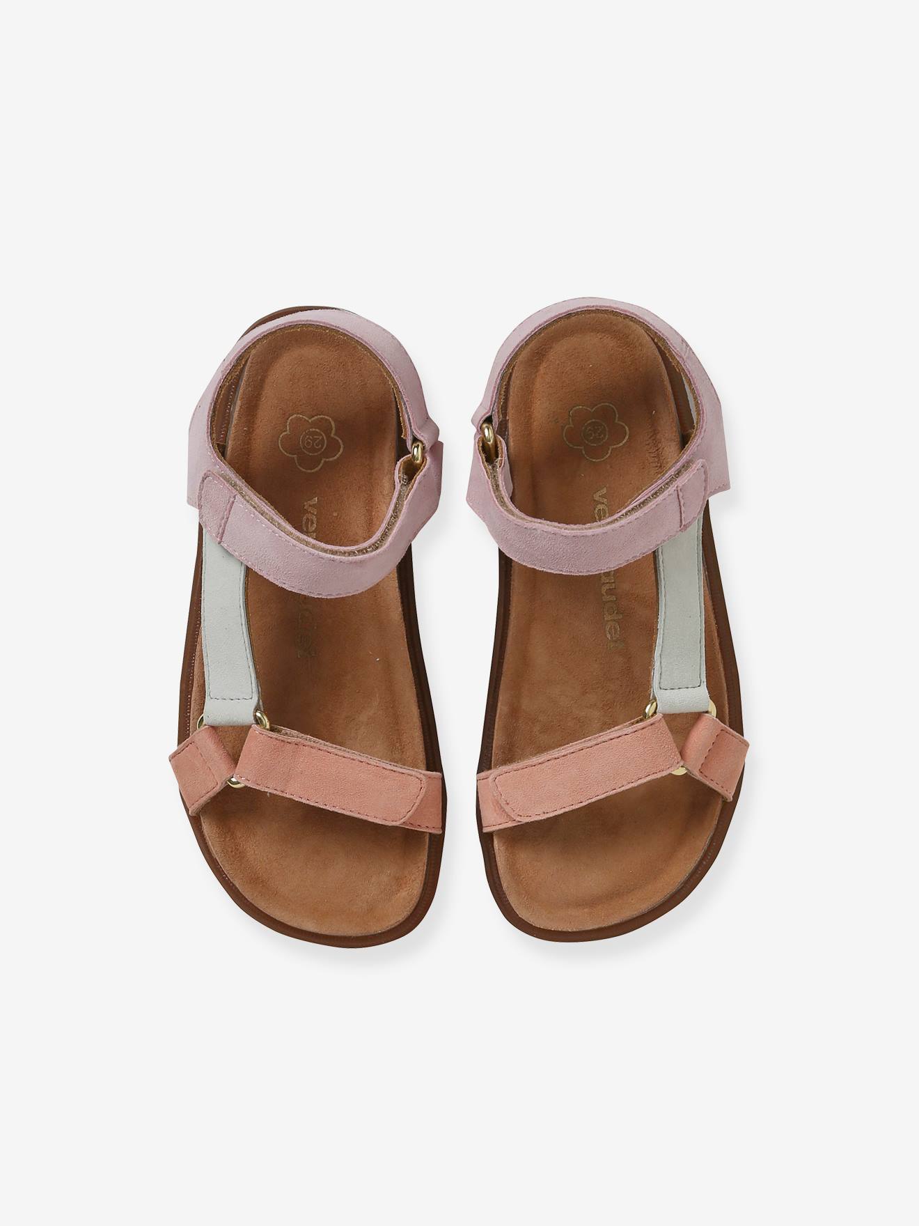 Sandales scratchées cuir fille lilas